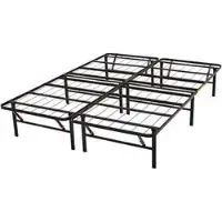 foldable, 14 black metal platform guest bed frame