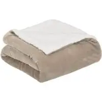micromink sherpa blanket throw, taupe