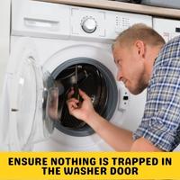 ensure nothing is trapped in the washer door