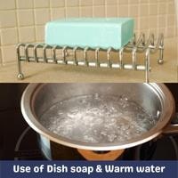 use of dish soap & warm water