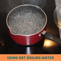 using hot boiling water