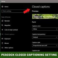 peacock closed captioning setting