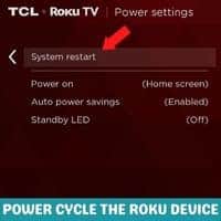 power cycle the roku device